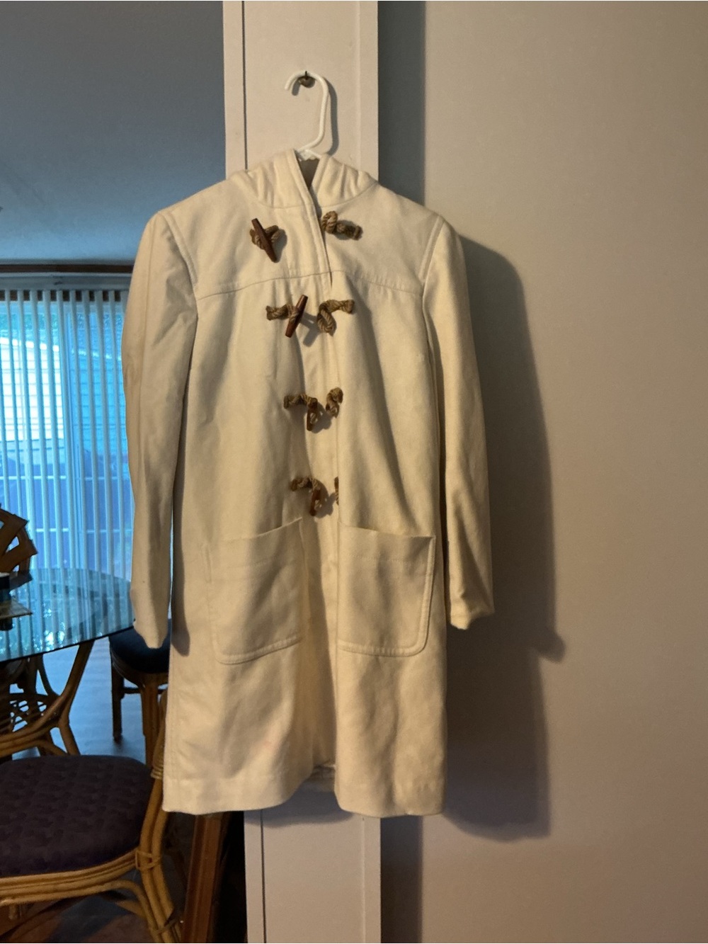 J. Crew Cream Hooded Toggle Pea Coat
